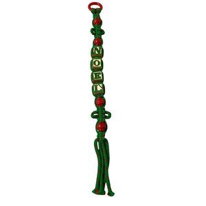 Vintage Christmas Noel Macrame Red And Green Blocks Wall Hanging